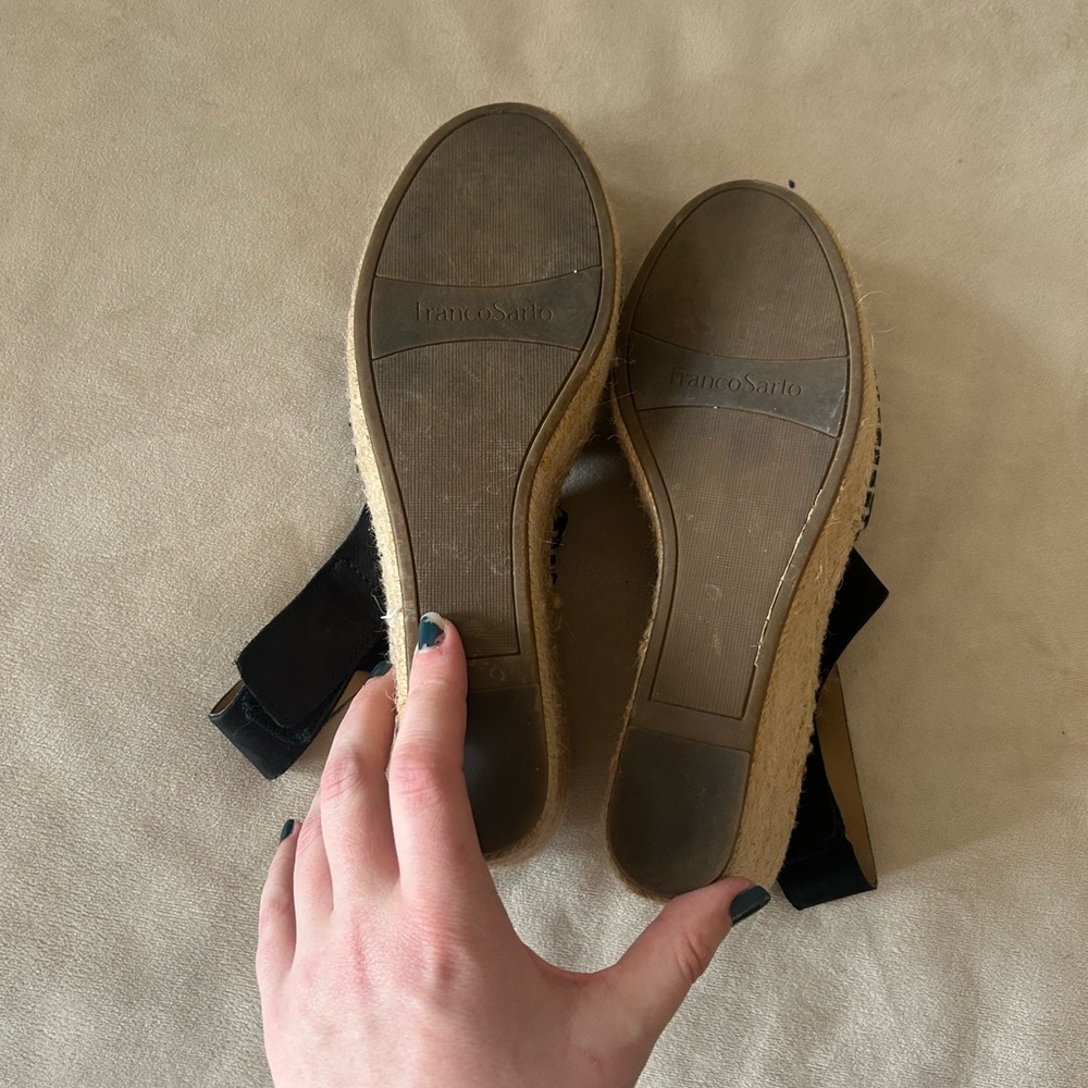 Franco Sarto Black Espadrille Platform Wedge - Picture 5 of 5